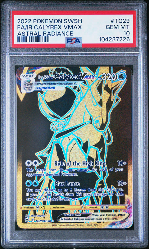 2022 Pokemon Sword & Shield Astral Radiance Fa/Ir Calyrex Vmax #TG29 PSA 10