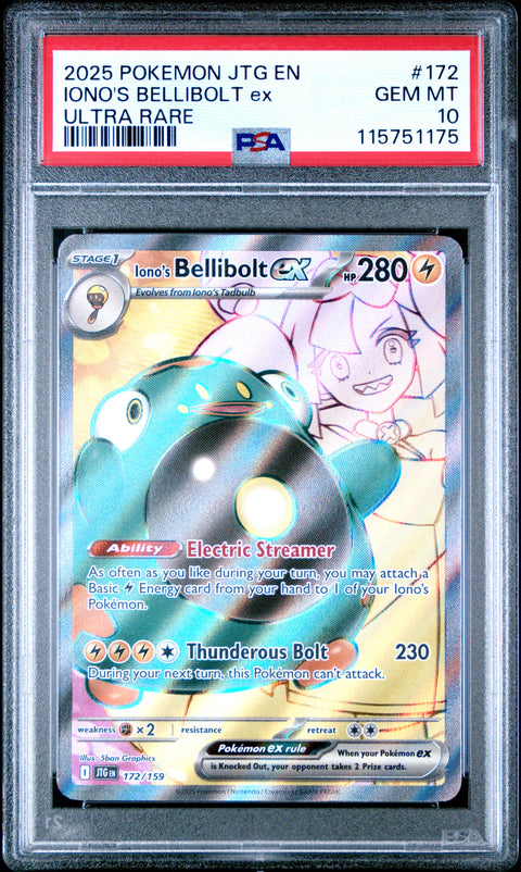 2025 Pokemon Jtg En-Journey Together Iono'S Bellibolt Ex #172 PSA 10