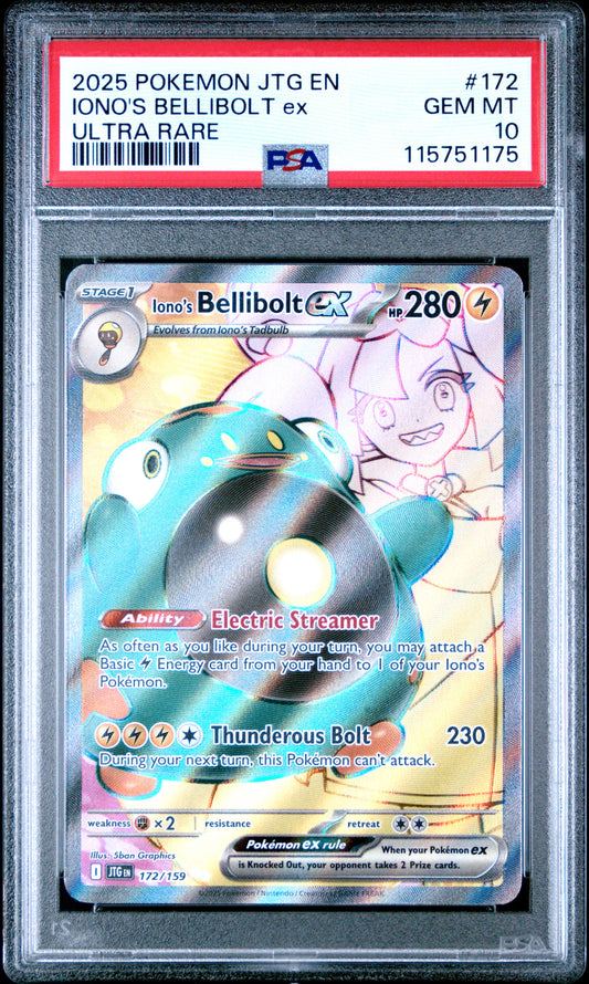 2025 Pokemon Jtg En-Journey Together Iono'S Bellibolt Ex #172 PSA 10