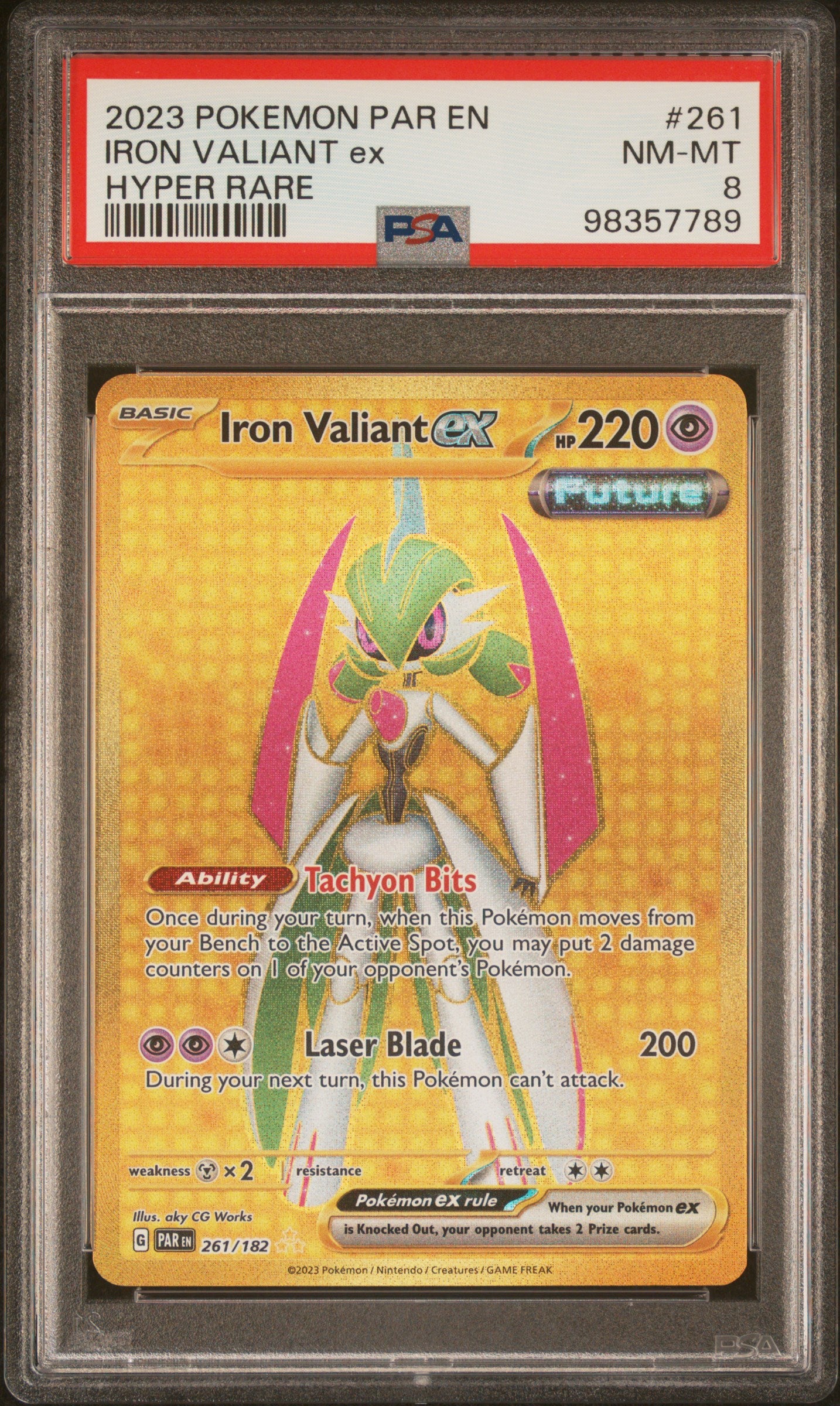 2023 Pokemon Par En-Paradox Rift Iron Valiant Ex #261 PSA 8