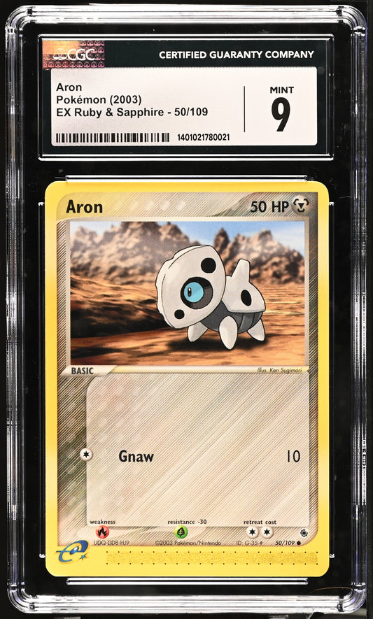 2003 EX Ruby & Sapphire #50/109 Aron CGC 9
