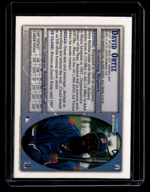 1998 Bowman Chrome #71 David Ortiz Refractors