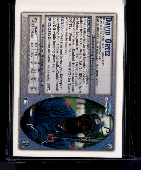 1998 Bowman Chrome #71 David Ortiz Refractors