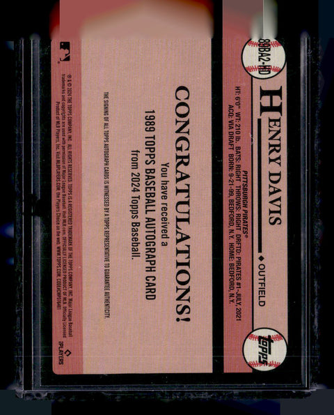 2024 Topps #89BA2-HD Henry Davis 1989 Topps Autograph