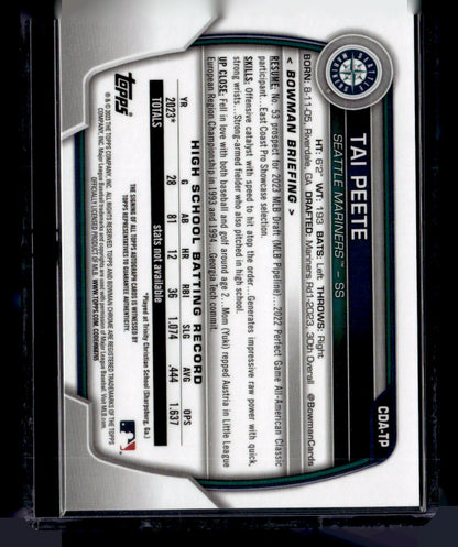 2023 Bowman Chrome #CDA-TP Tai Peete 1st Bowman Auto