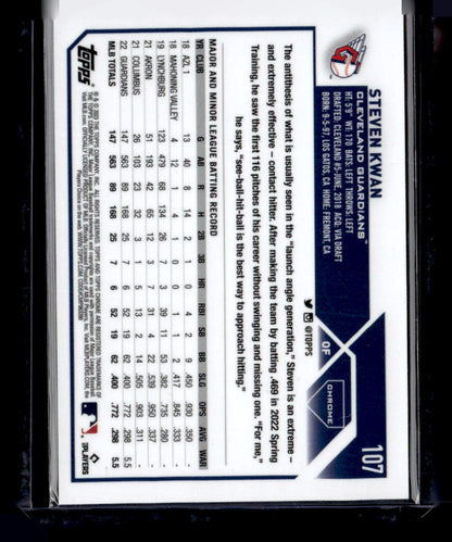 2023 Topps Chrome #107 Steven Kwan Pink #/199