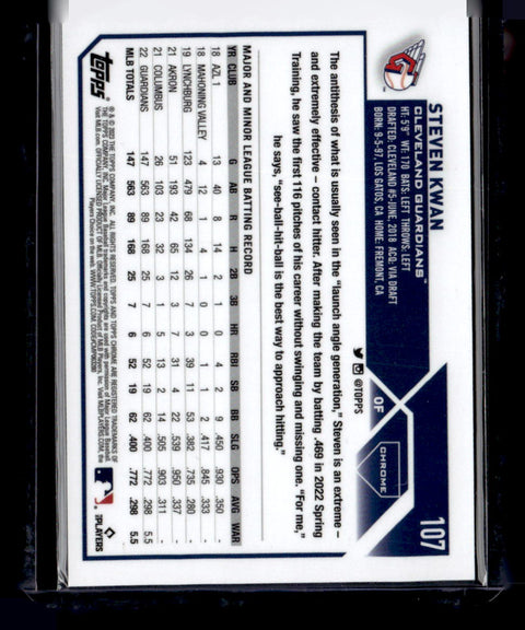 2023 Topps Chrome #107 Steven Kwan Pink #/199