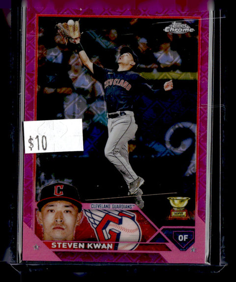2023 Topps Chrome #107 Steven Kwan Pink #/199