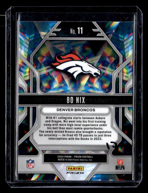 2024 Panini Prizm #11 Bo Nix Cracked Ice Prizmatic