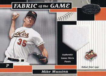 2002 Leaf Certified #FG 108 Mike Mussina Fabric of the Game Debut Year #/91