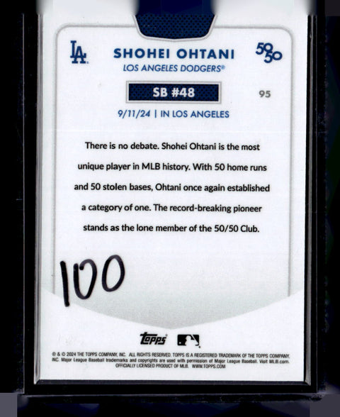 2024 Topps 50/50: Shohei Ohtani #95 Shohei Ohtani Chrome Blue #/150