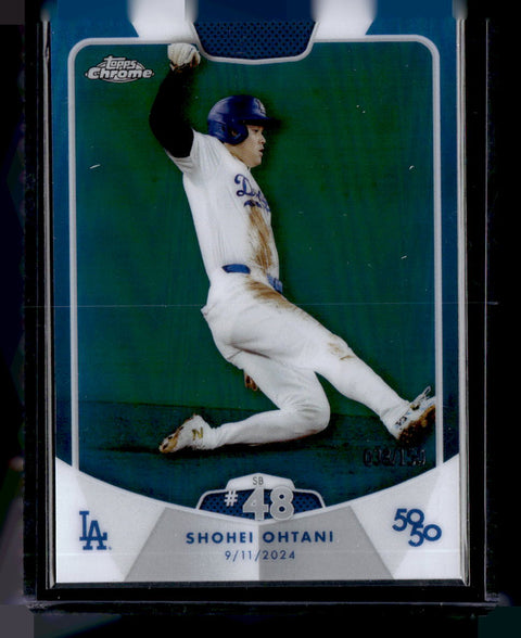 2024 Topps 50/50: Shohei Ohtani #95 Shohei Ohtani Chrome Blue #/150