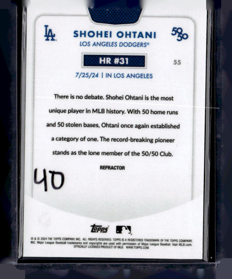 2024 Topps 50/50: Shohei Ohtani #55 Shohei Ohtani Chrome Refractor