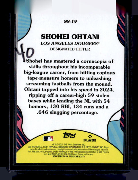 2025 Topps #SS-19 Shohei Ohtani Summer Superstars Green #/99