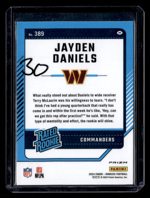 2024 Donruss #389 Jayden Daniels Optic Rated Rookies Preview Pink