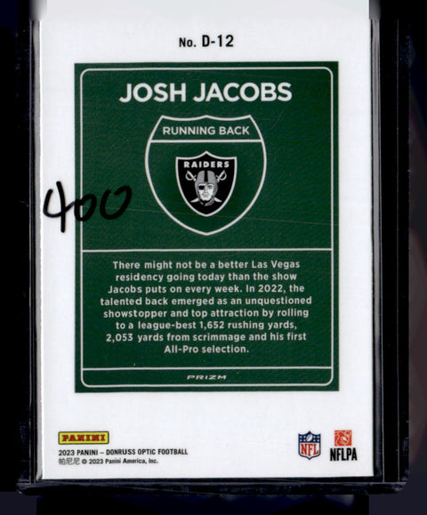 2023 Donruss Optic #D-12 Josh Jacobs Downtown