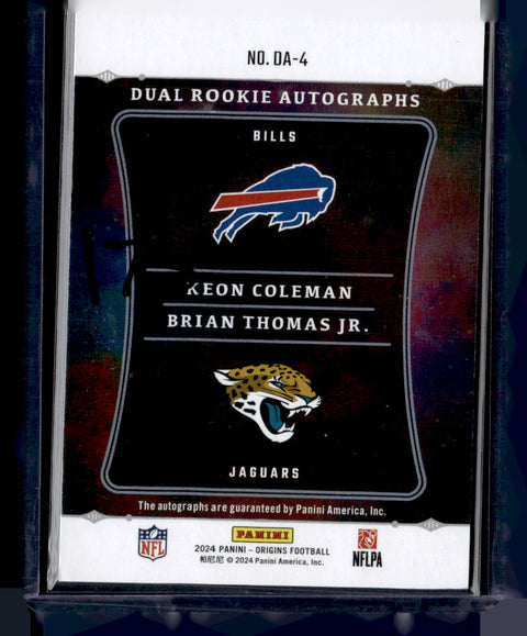 2024 Panini Origins #DA-4 Keon Coleman / Brian Thompson Jr. Dual Auto #/100