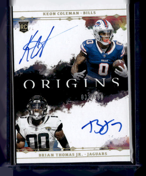 2024 Panini Origins #DA-4 Keon Coleman / Brian Thompson Jr. Dual Auto #/100