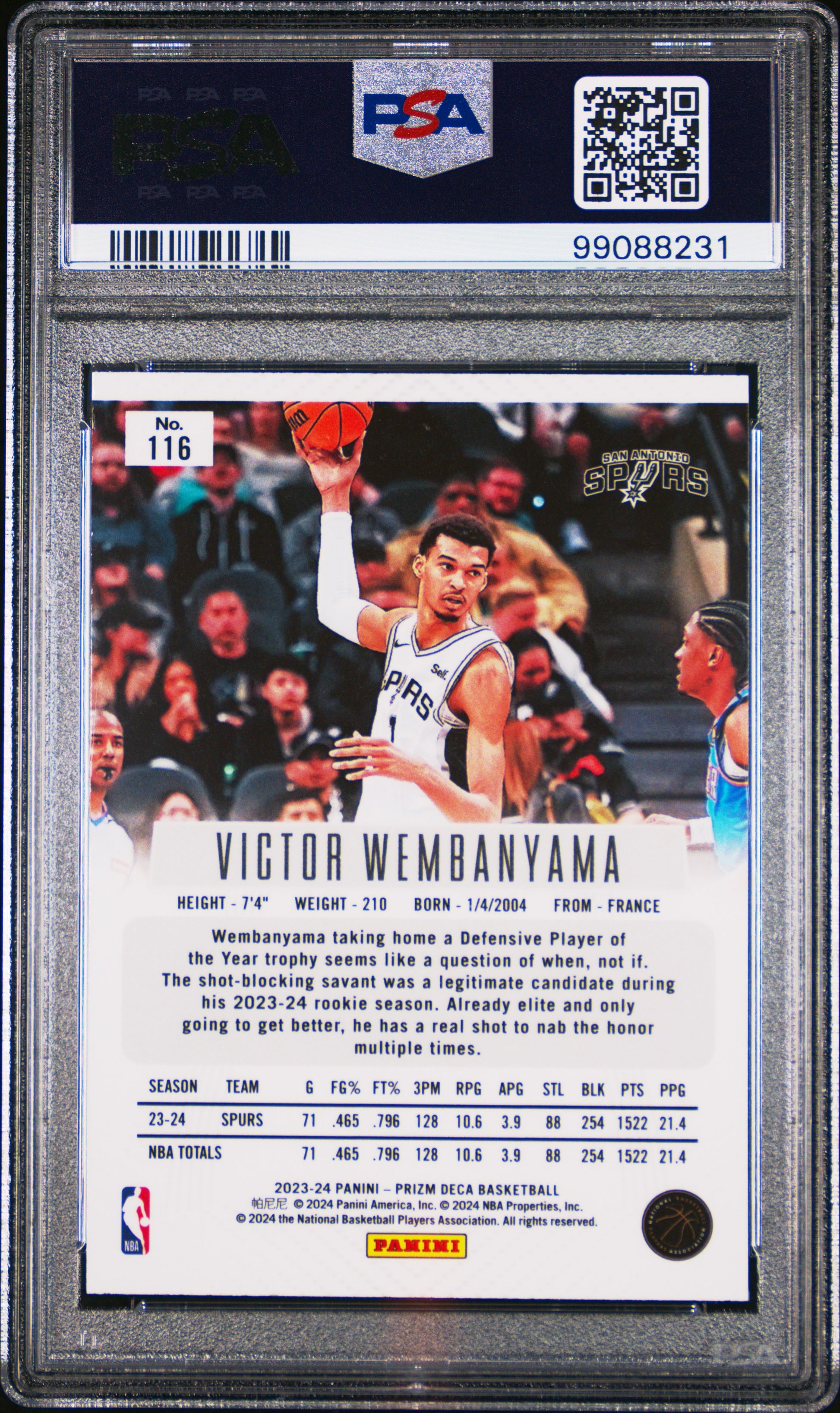 2023 Panini Prizm Deca #116 Victor Wembanyama PSA 9 99088231