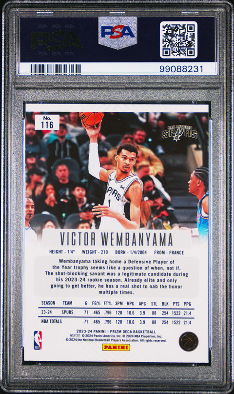 2023 Panini Prizm Deca #116 Victor Wembanyama PSA 9 99088231