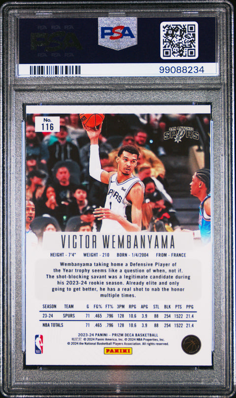 2023 Panini Prizm Deca #116 Victor Wembanyama PSA 9 99088234