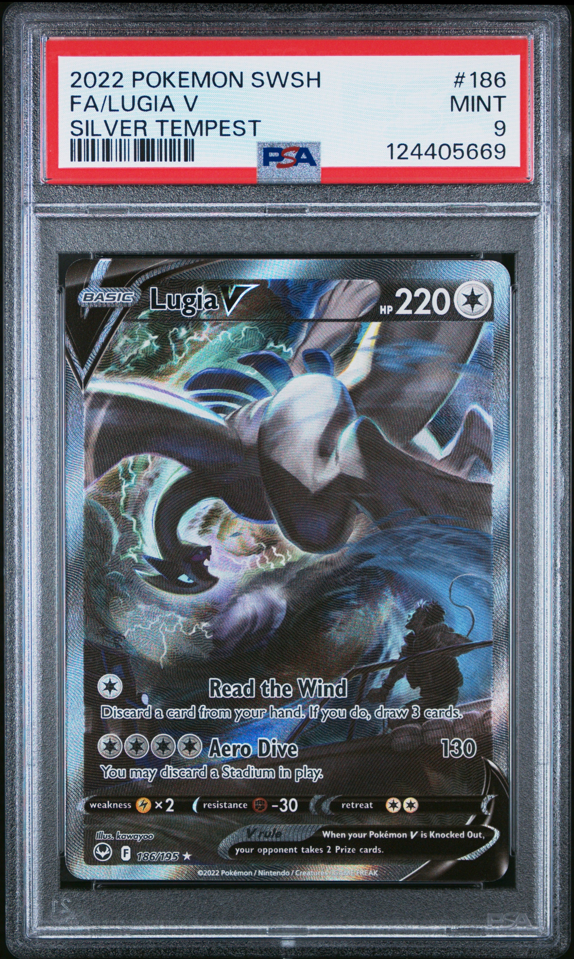 2022 Pokemon Sword & Shield Silver Tempest Fa/Lugia V #186 PSA 9