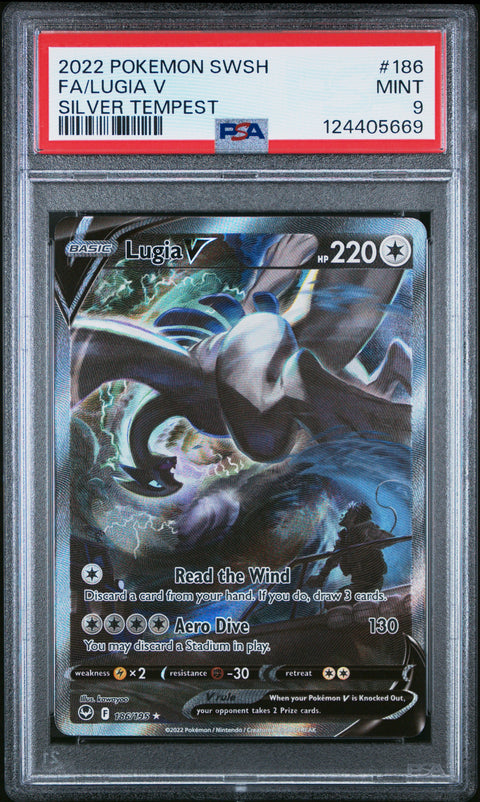 2022 Pokemon Sword & Shield Silver Tempest Fa/Lugia V #186 PSA 9