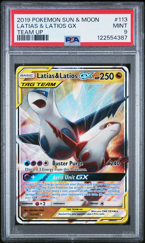 2019 Pokemon Sun & Moon Team Up Latias & Latios Gx #113 PSA 9