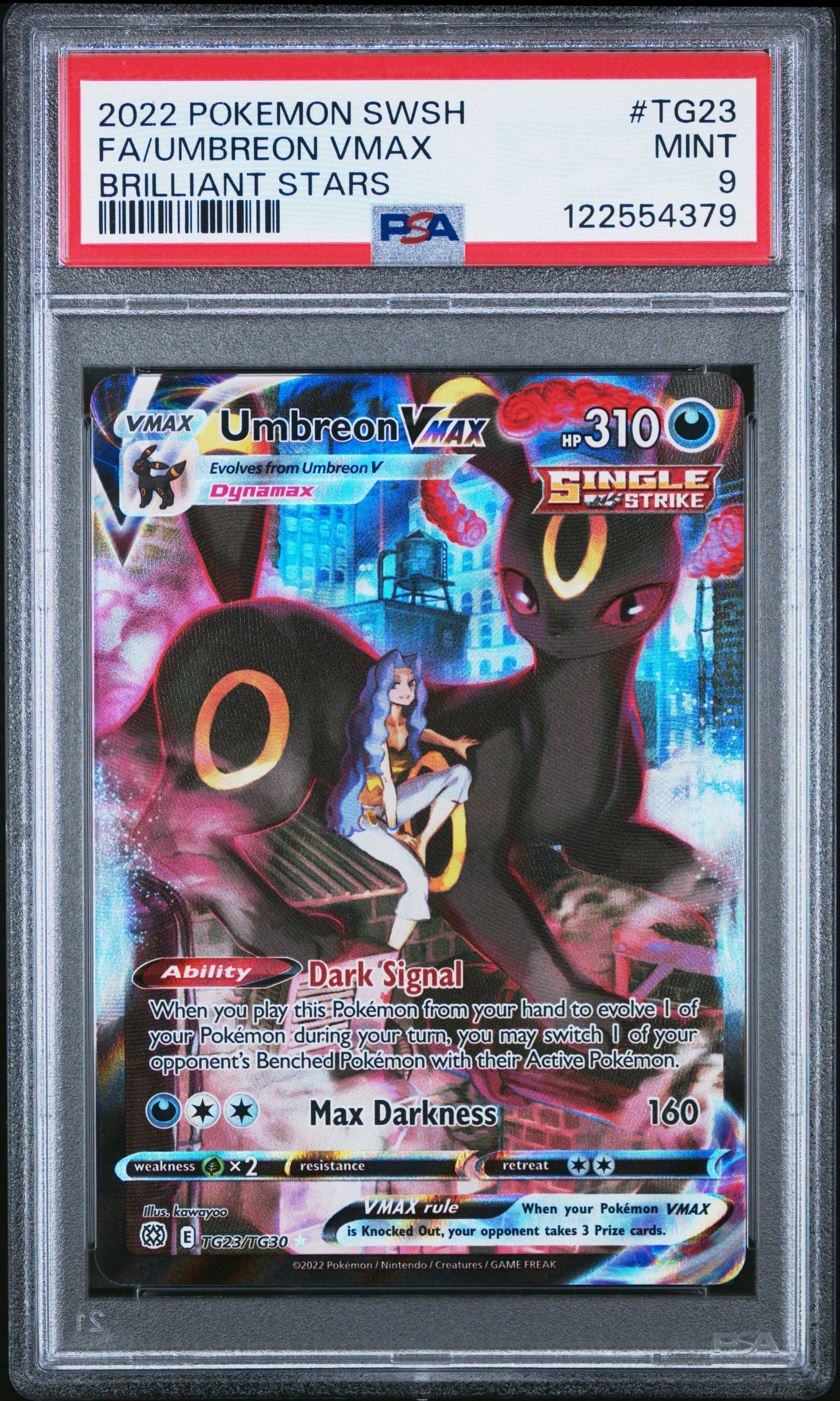 2022 Pokemon Sword & Shield Brilliant Stars Fa/Umbreon Vmax #TG23 PSA 9