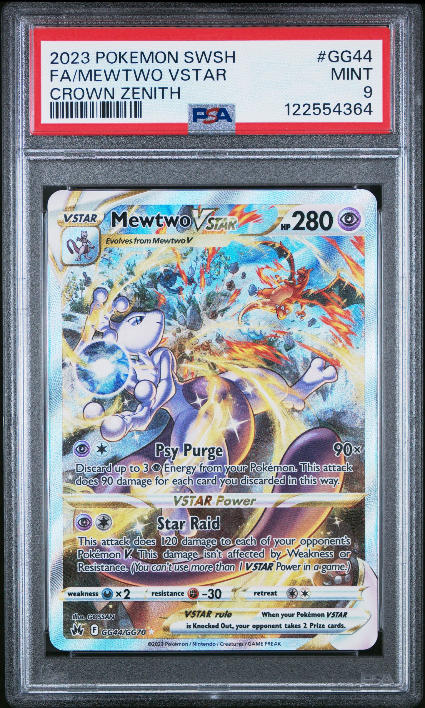 2023 Pokemon Sword And Shield Crown Zenith Fa/Mewtwo Vstar #GG44 PSA 9