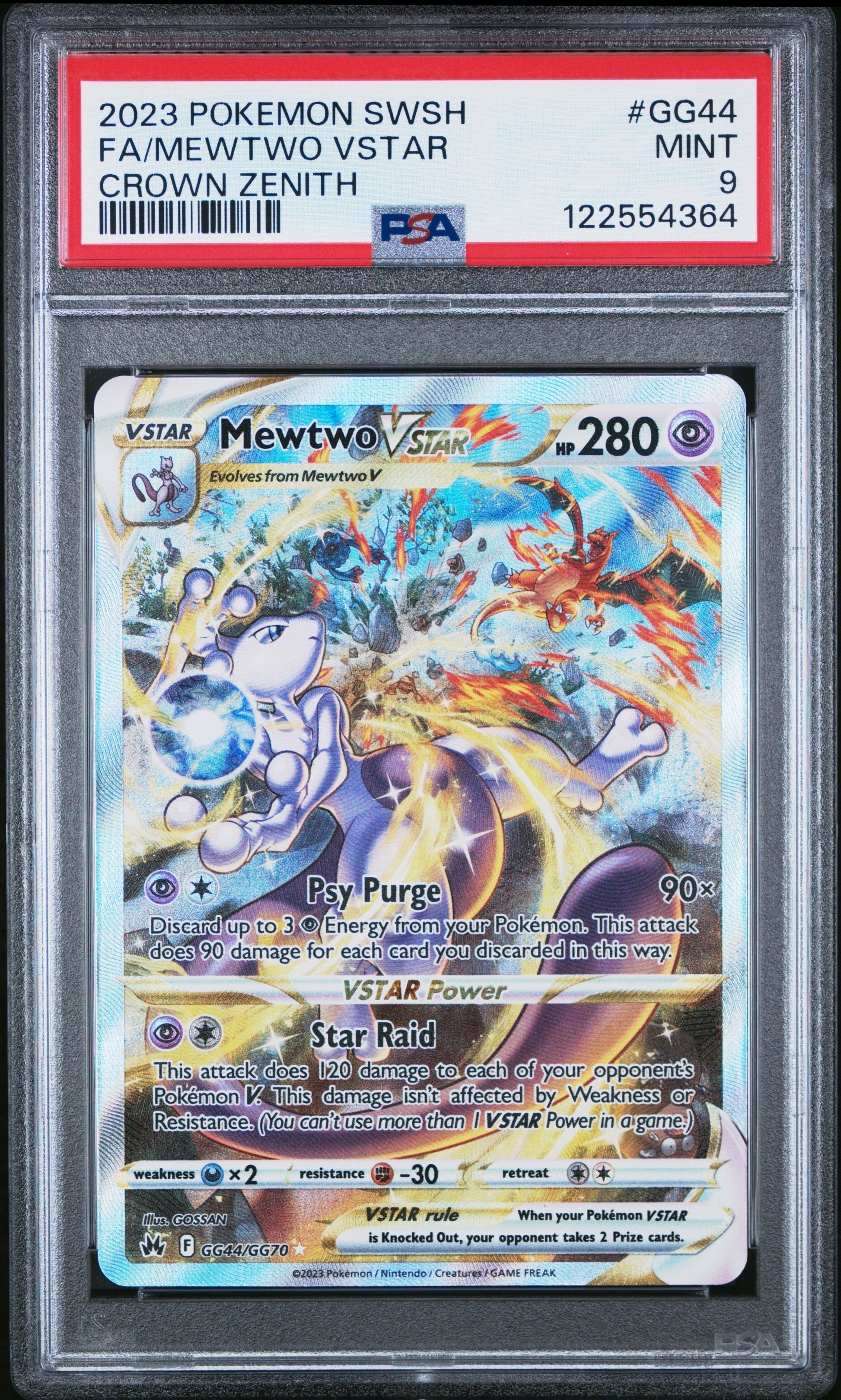 2023 Pokemon Sword And Shield Crown Zenith Fa/Mewtwo Vstar #GG44 PSA 9
