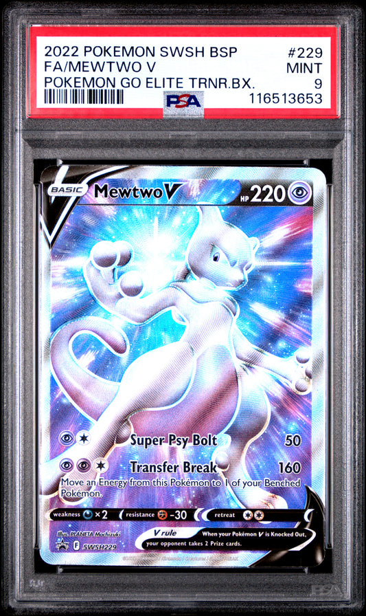 2022 Pokemon Swsh Black Star Promo Fa/Mewtwo V #229 PSA 9