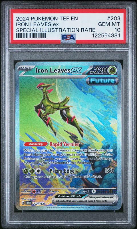2024 Pokemon Tef En-Temporal Forces Iron Leaves Ex #203 PSA 10