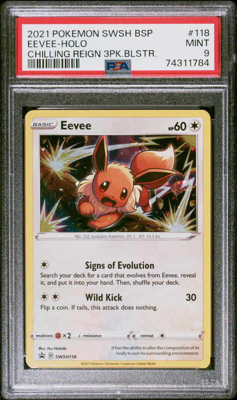 2021 Pokemon Swsh Black Star Promo Eevee-Holo #118 PSA 9