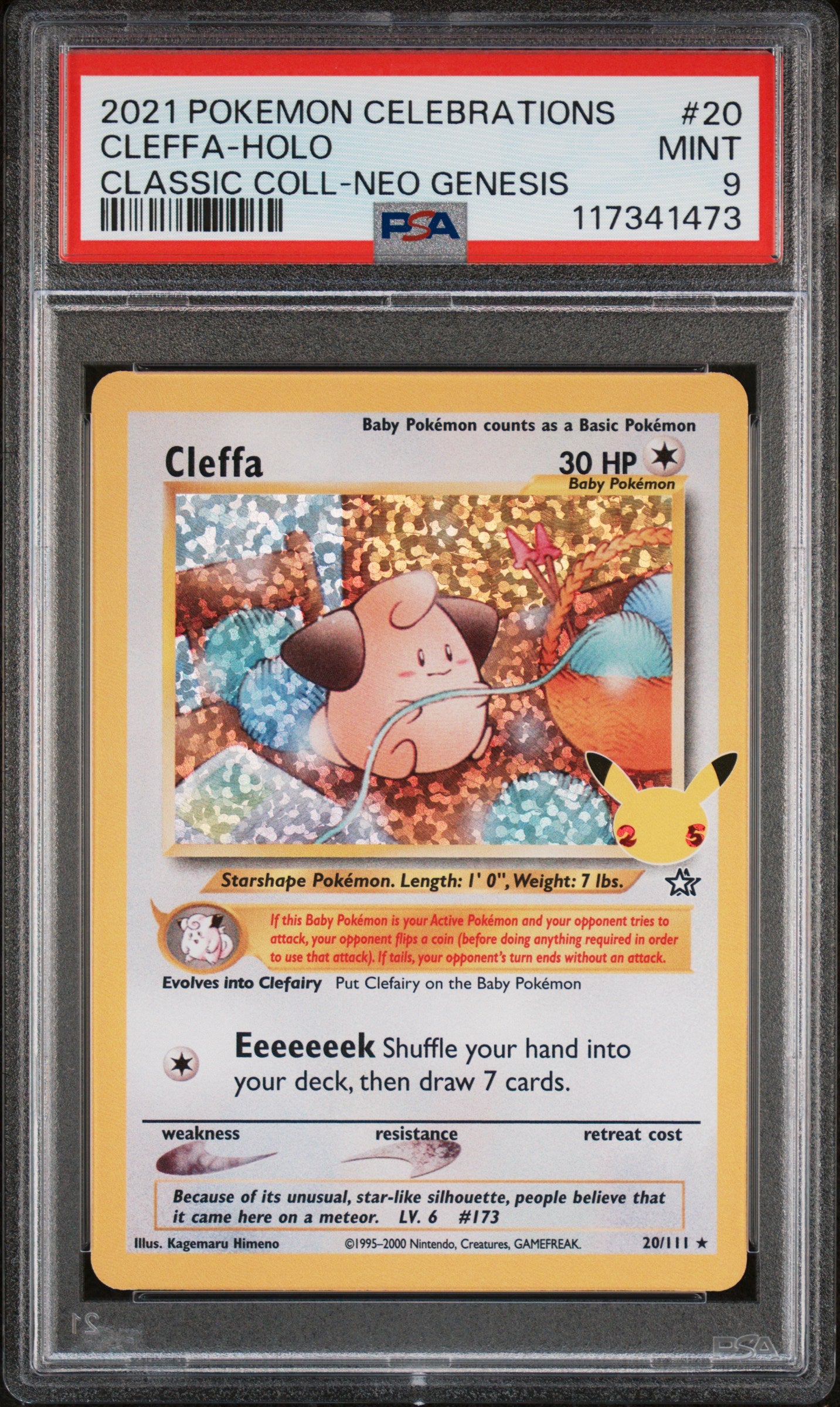 2021 Pokemon Celebrations Classic Collection Cleffa-Holo #20 PSA 9