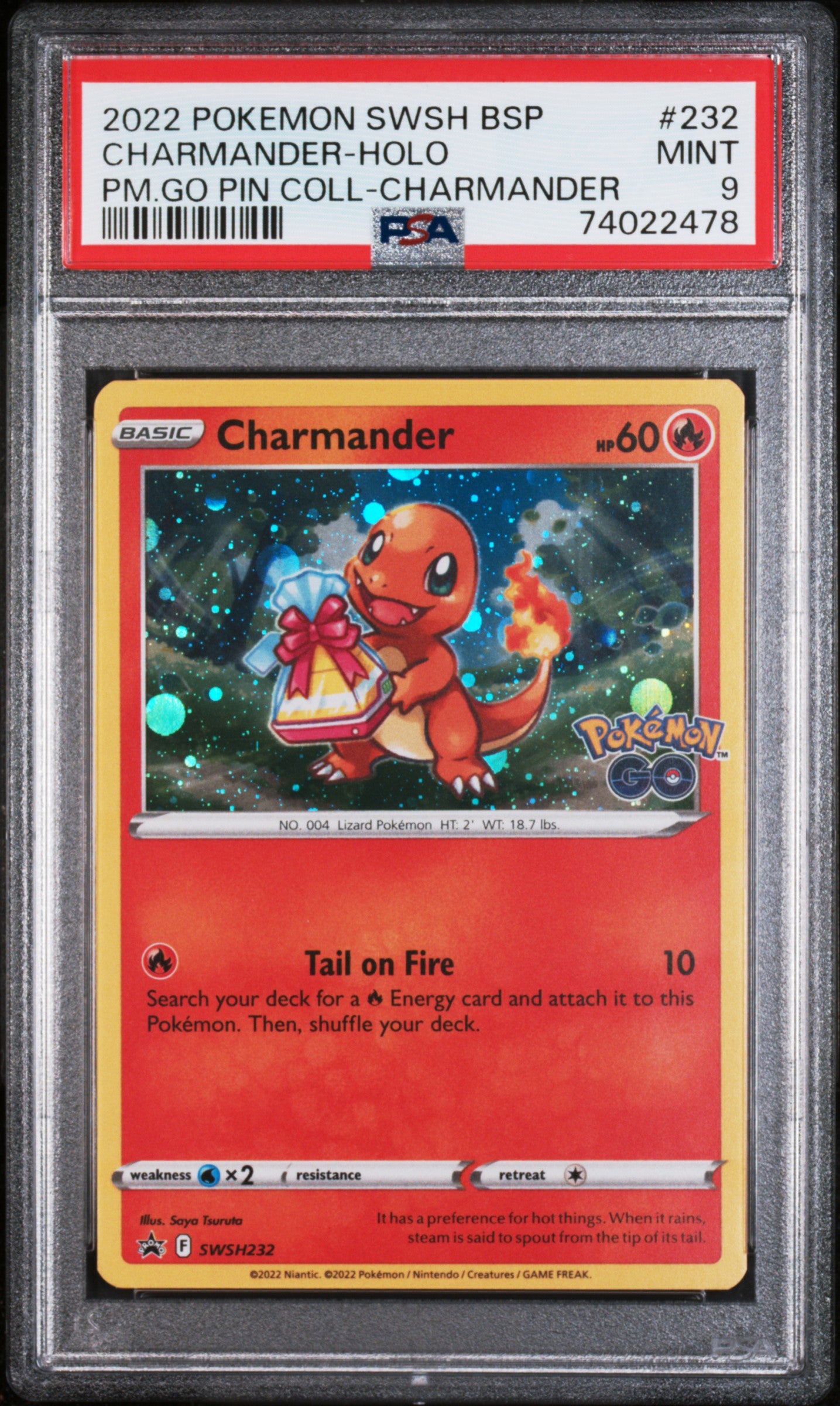 2022 Pokemon Swsh Black Star Promo Charmander-Holo #232 PSA 9