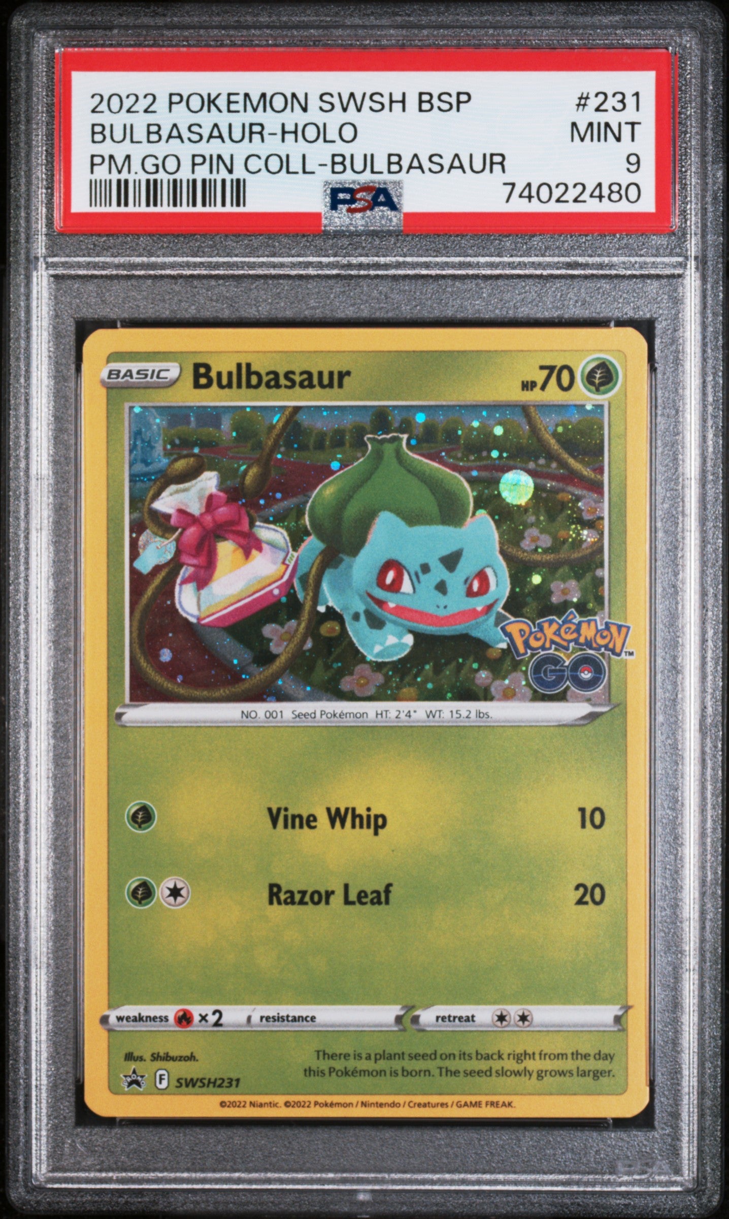 2022 Pokemon Swsh Black Star Promo Bulbasaur-Holo #231 PSA 9