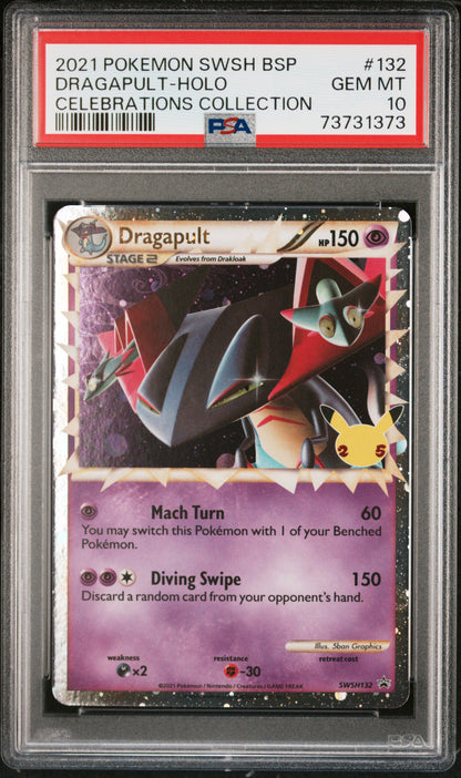 2021 Pokemon Swsh Black Star Promo Dragapult-Holo #132 PSA 10