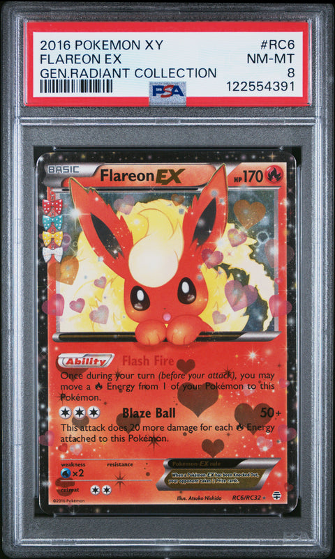 2016 Pokemon Xy Generations Radiant Collection Flareon Ex #RC6 PSA 8
