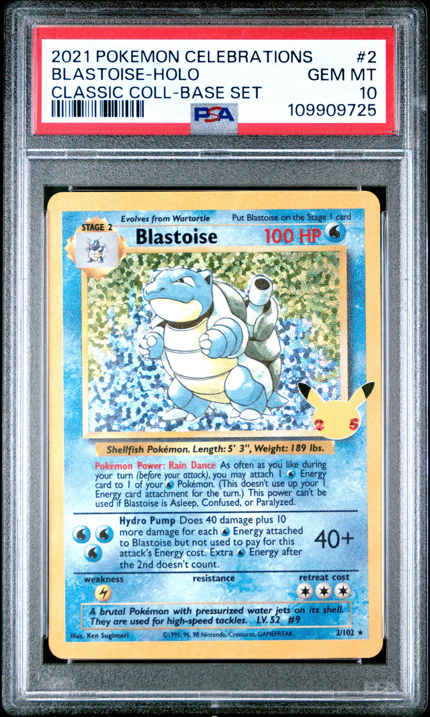 2021 Pokemon Celebrations Classic Collection Blastoise-Holo #2 PSA 10
