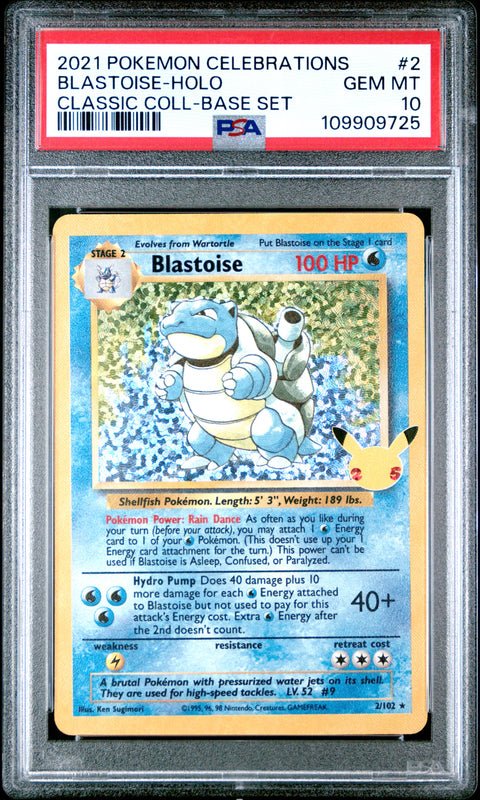 2021 Pokemon Celebrations Classic Collection Blastoise-Holo #2 PSA 10