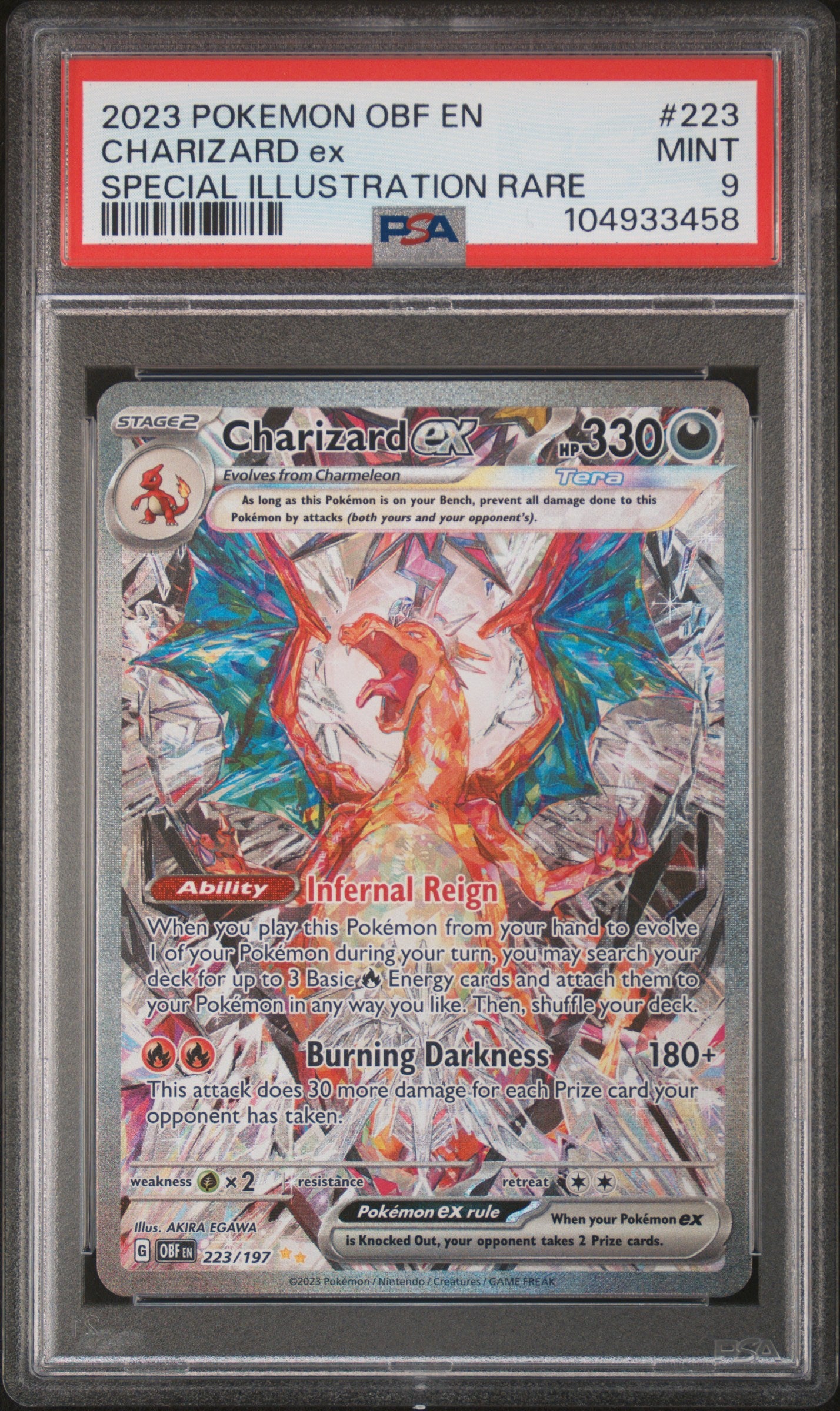 2023 Pokemon Obf En-Obsidian Flames Charizard Ex #223 PSA 9