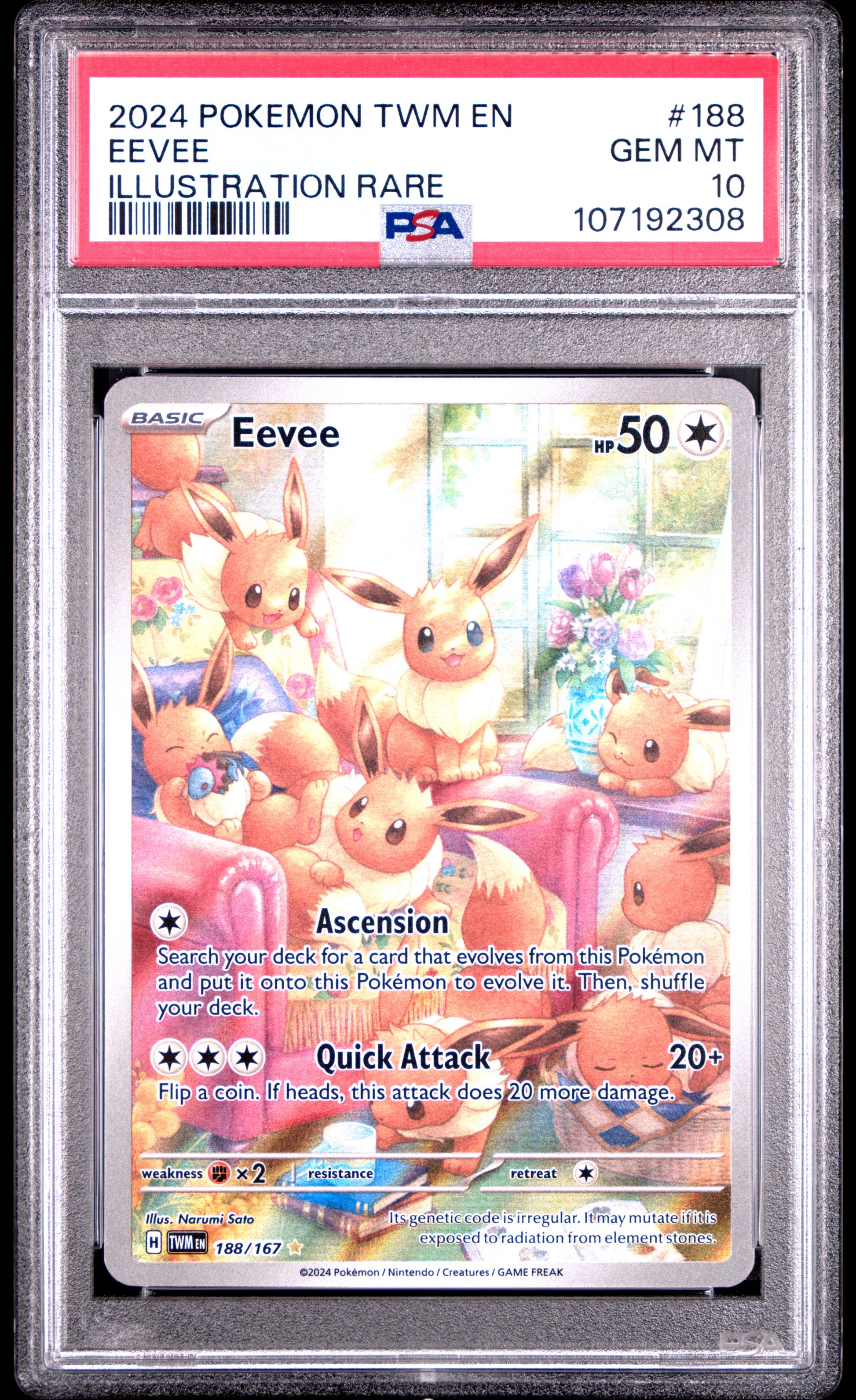 2024 Pokemon Twm En-Twilight Masquerade Eevee #188 PSA 10