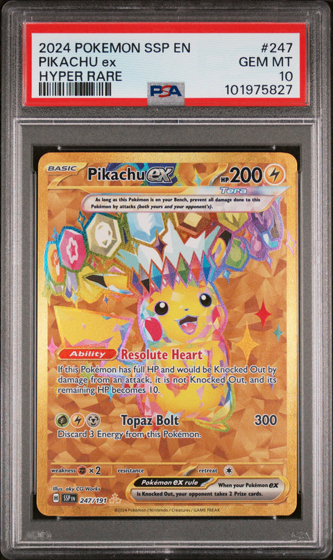 2024 Pokemon Ssp En-Surging Sparks Pikachu Ex #247 PSA 10