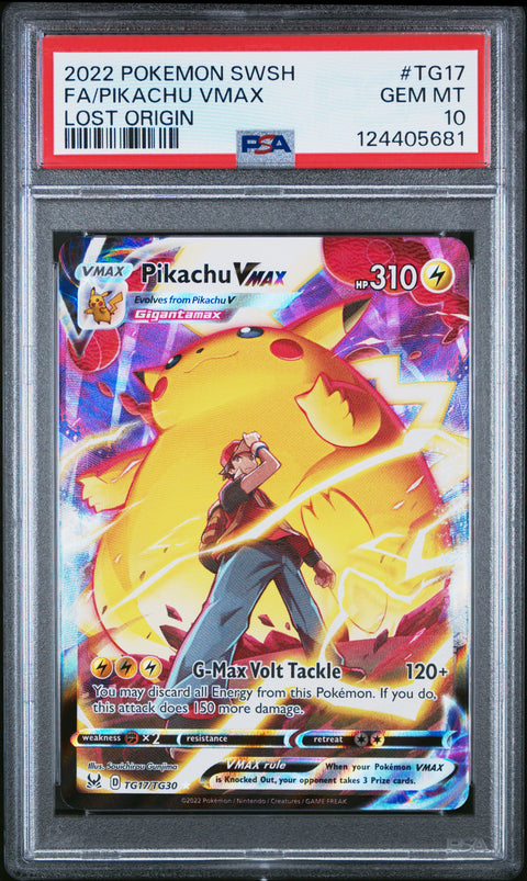 2022 Pokemon Sword & Shield Lost Origin Fa/Pikachu Vmax #TG17 PSA 10