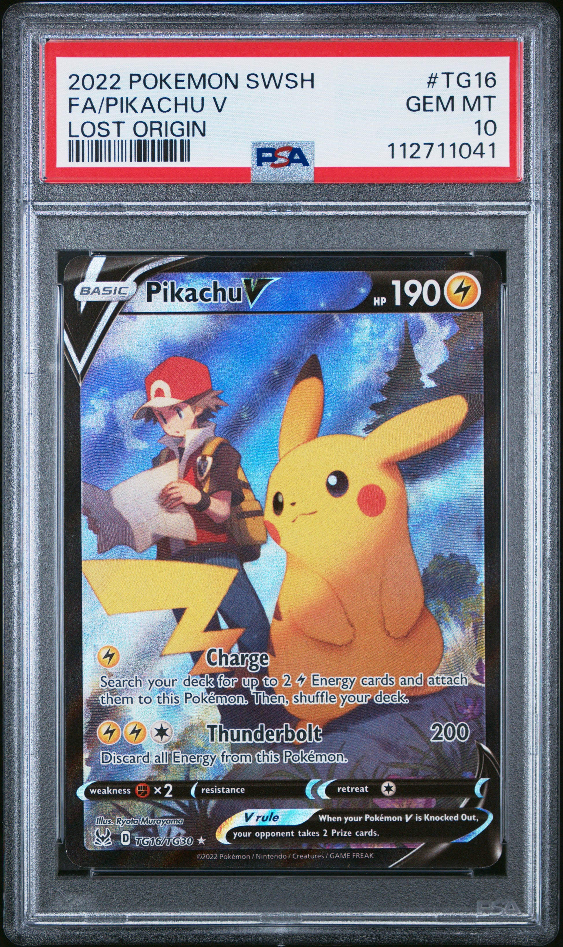 2022 Pokemon Sword & Shield Lost Origin Fa/Pikachu V #TG16 PSA 10