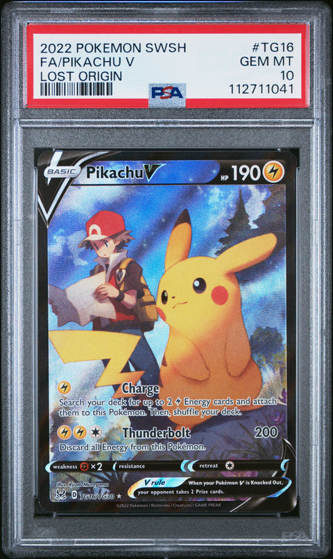 2022 Pokemon Sword & Shield Lost Origin Fa/Pikachu V #TG16 PSA 10