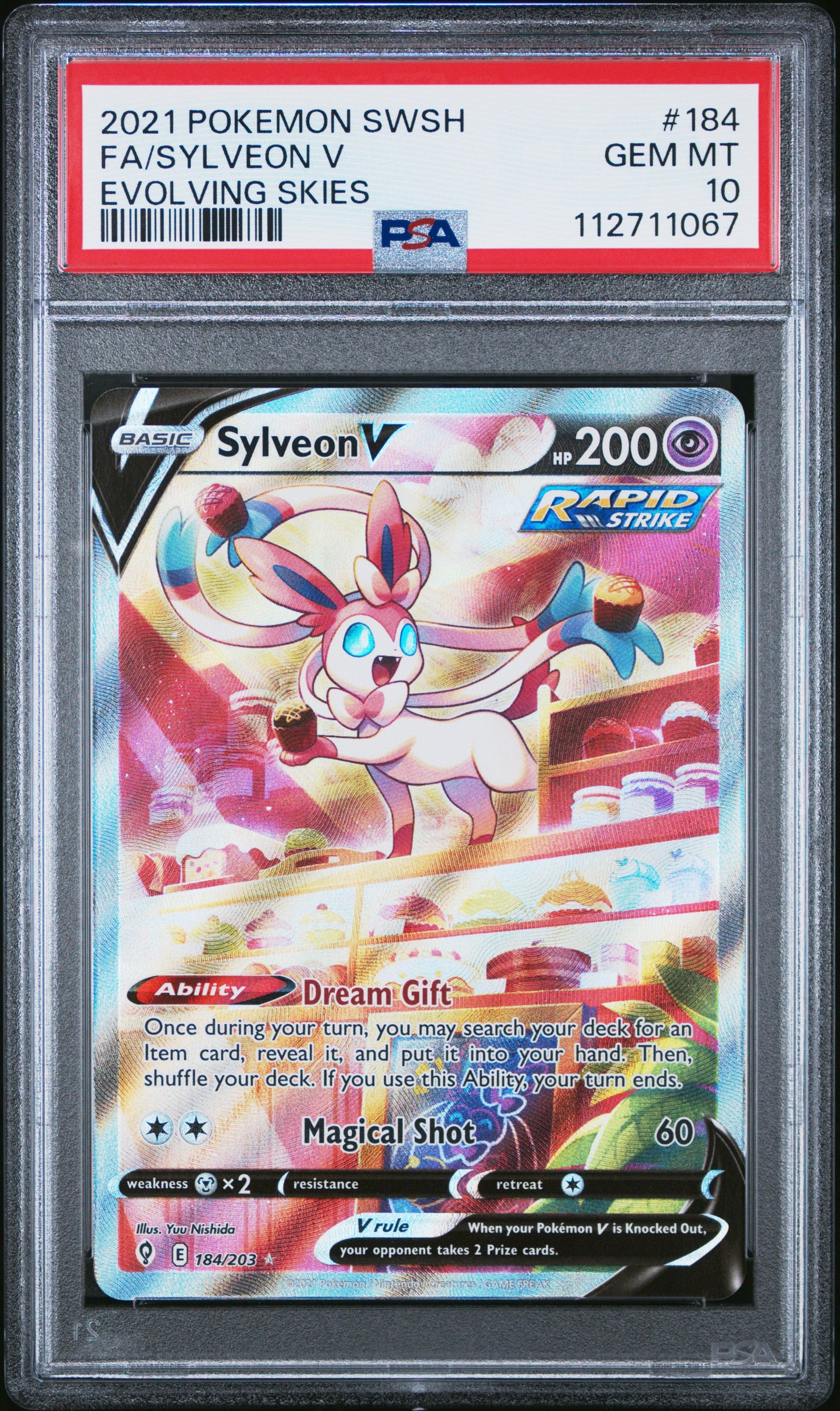 2021 Pokemon Sword & Shield Evolving Skies Fa/Sylveon V #184 PSA 10