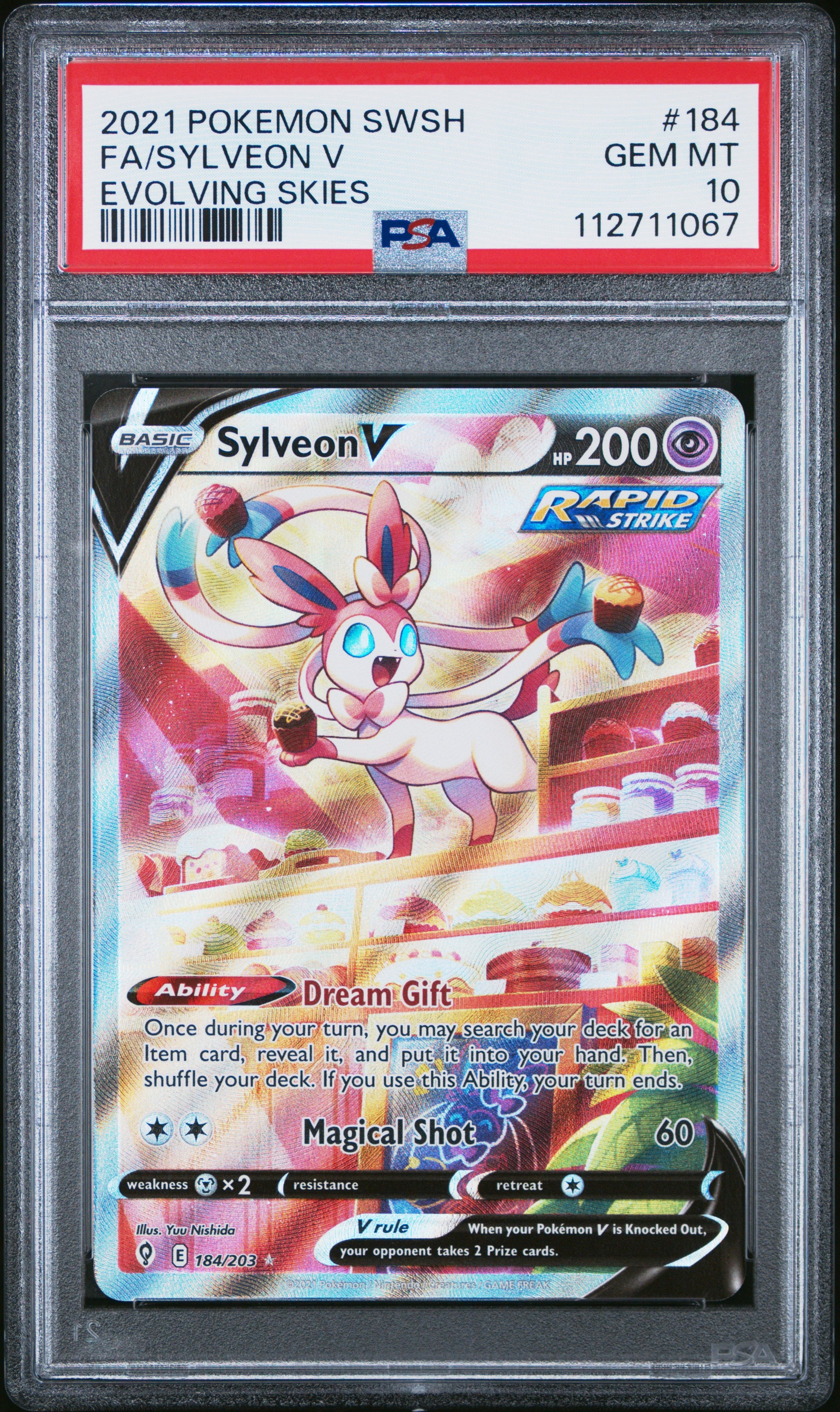 2021 Pokemon Sword & Shield Evolving Skies Fa/Sylveon V #184 PSA 10