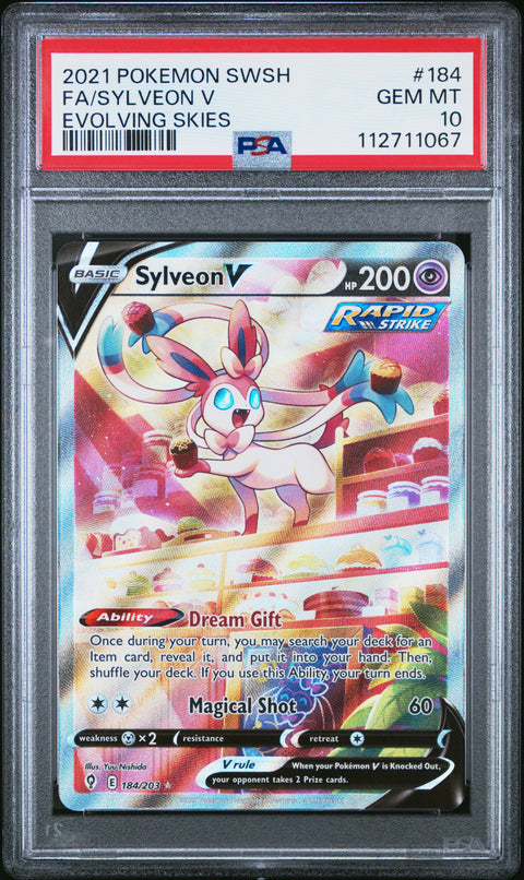 2021 Pokemon Sword & Shield Evolving Skies Fa/Sylveon V #184 PSA 10